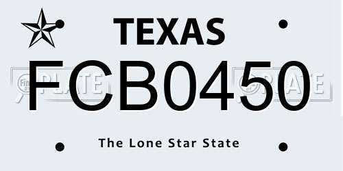FCB0450 Texas License Plate