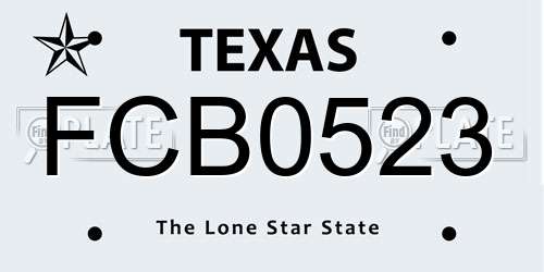 FCB0523 Texas License Plate
