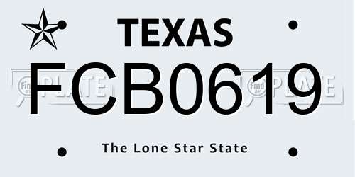 FCB0619 Texas License Plate