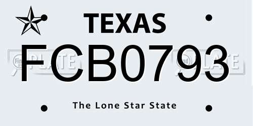 FCB0793 Texas License Plate