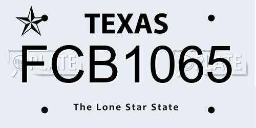 FCB1065 Texas License Plate