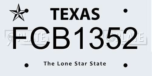 FCB1352 Texas License Plate