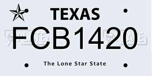 FCB1420 Texas License Plate