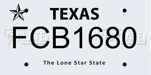 FCB1680 Texas License Plate
