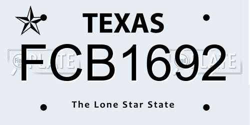 FCB1692 Texas License Plate