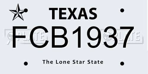 FCB1937 Texas License Plate