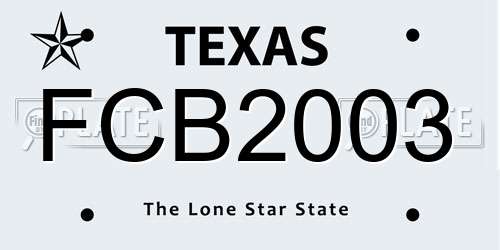 FCB2003 Texas License Plate