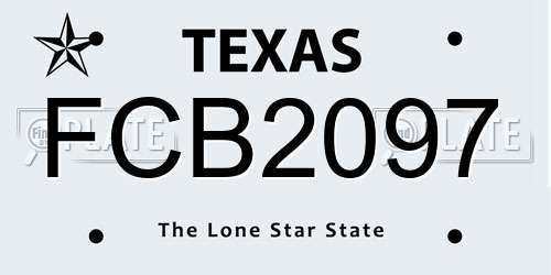 FCB2097 Texas License Plate