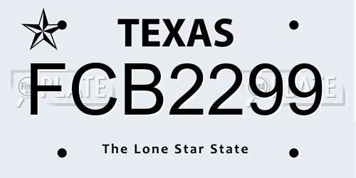 FCB2299 Texas License Plate