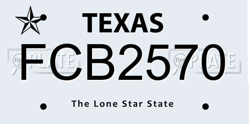 FCB2570 Texas License Plate