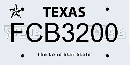 FCB3200 Texas License Plate