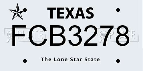 FCB3278 Texas License Plate