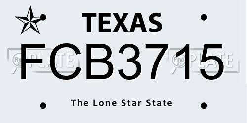 FCB3715 Texas License Plate