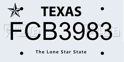 FCB3983 Texas License Plate