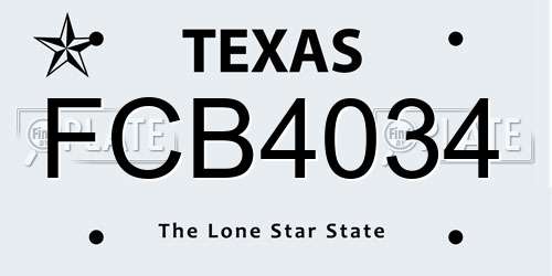 FCB4034 Texas License Plate