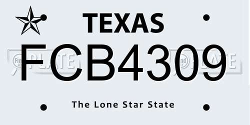 FCB4309 Texas License Plate