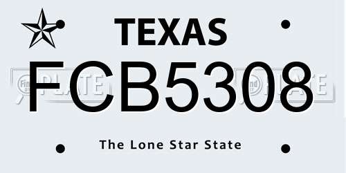 FCB5308 Texas License Plate