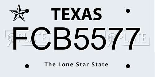 FCB5577 Texas License Plate