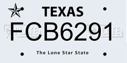 FCB6291 Texas License Plate