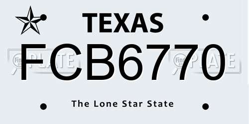 FCB6770 Texas License Plate