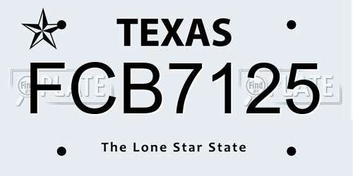 FCB7125 Texas License Plate