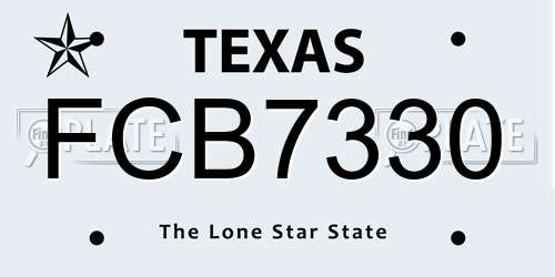 FCB7330 Texas License Plate