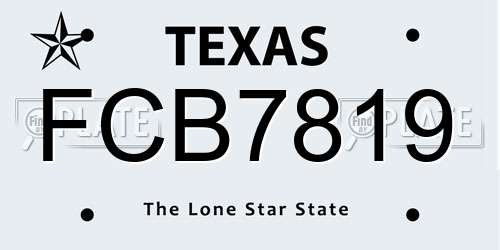 FCB7819 Texas License Plate