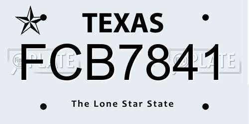FCB7841 Texas License Plate