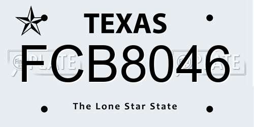 FCB8046 Texas License Plate