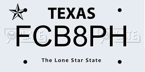 FCB8PH Texas License Plate