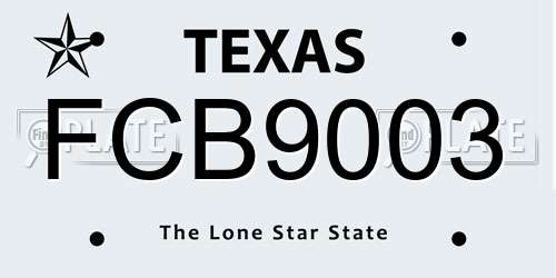 FCB9003 Texas License Plate