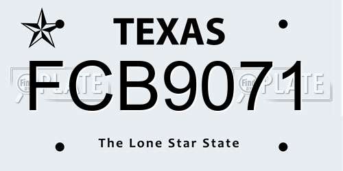 FCB9071 Texas License Plate