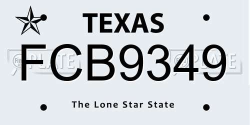 FCB9349 Texas License Plate