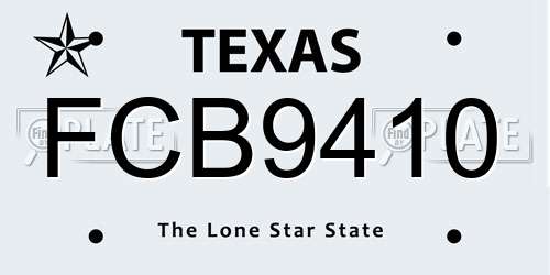 FCB9410 Texas License Plate