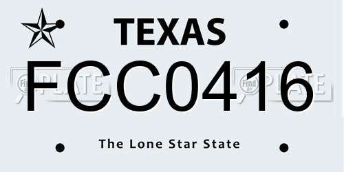 FCC0416 Texas License Plate