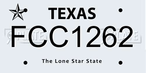 FCC1262 Texas License Plate