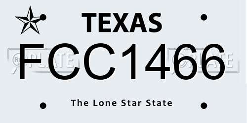 FCC1466 Texas License Plate