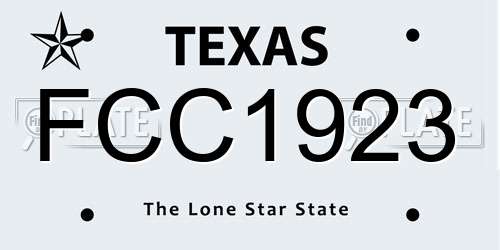 FCC1923 Texas License Plate