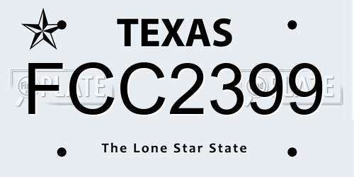FCC2399 Texas License Plate