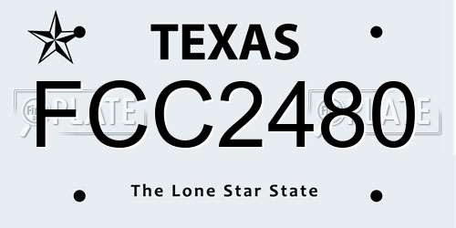FCC2480 Texas License Plate