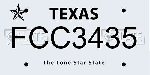 FCC3435 Texas License Plate