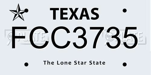 FCC3735 Texas License Plate