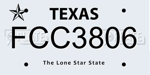 FCC3806 Texas License Plate