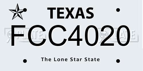 FCC4020 Texas License Plate