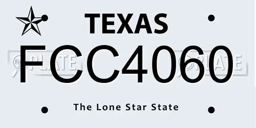 FCC4060 Texas License Plate