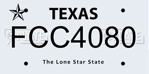 FCC4080 Texas License Plate