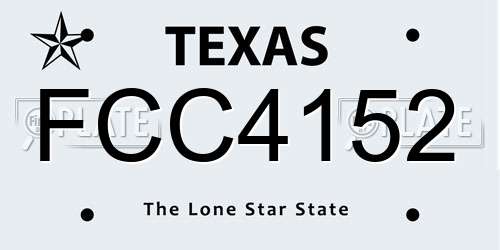 FCC4152 Texas License Plate