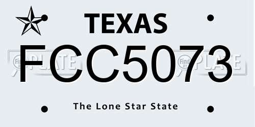 FCC5073 Texas License Plate