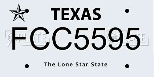 FCC5595 Texas License Plate