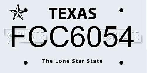 FCC6054 Texas License Plate